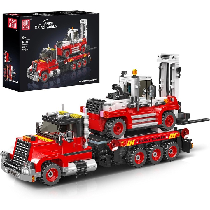 Строителен комплект Строителна техника, Mould King, Камион и мотокари, 312 части, образователен, 29x9.2x9.5см