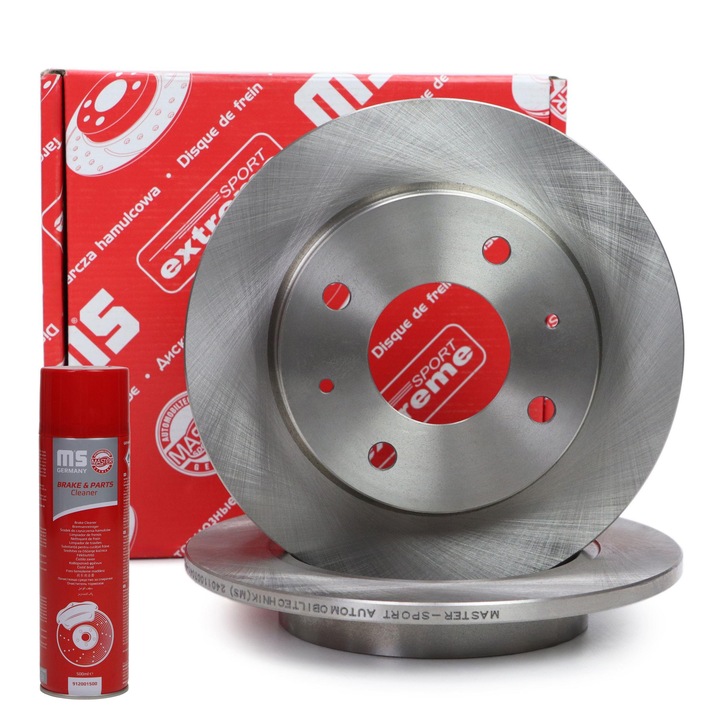 Set discuri de frana Master-Sport 24011003041, 250x38,6mm, 4 gauri, spate, cu spray de curatare frane 912001500