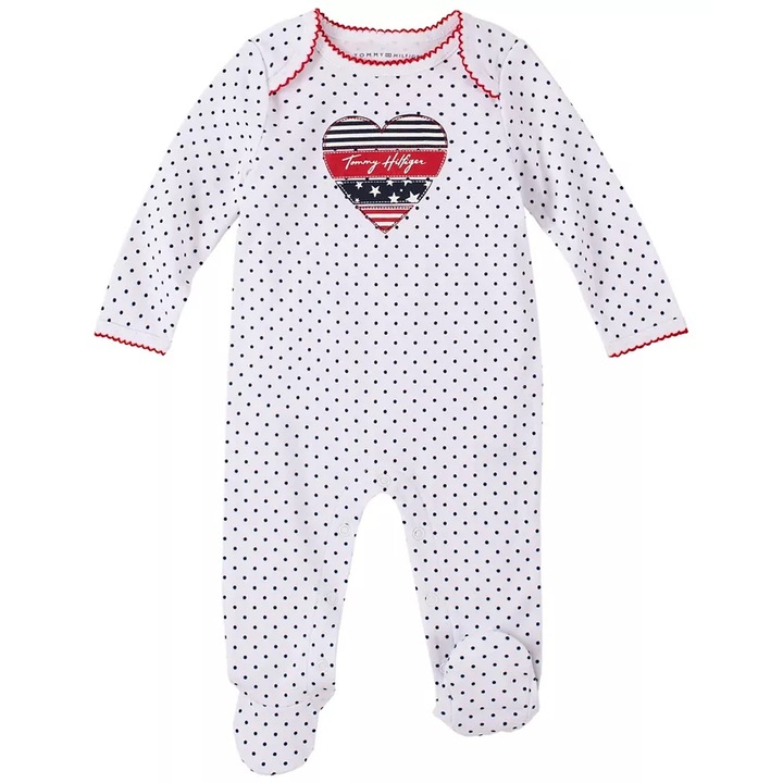Гащеризон Tommy Hilfiger бял, памук, 3-6 месеца, 62-68 см