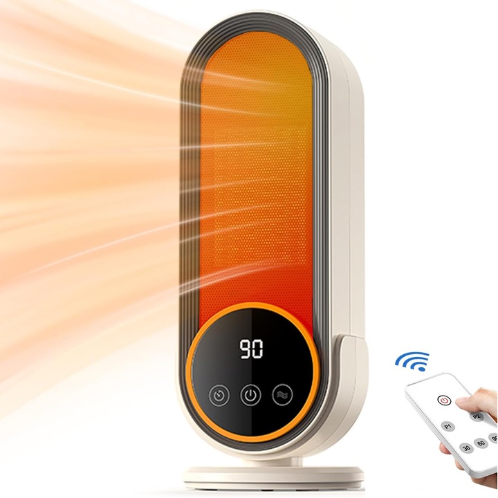 Електрическа печка Bedee, 1200 W, бързо нагряване, термостат и дистанционно управление, бежова