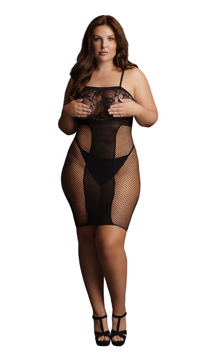 Térdig érő ruha finom hálóból és csipkéből