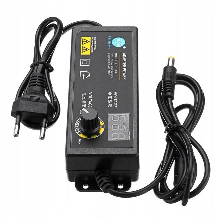 Adaptor Universal Reglabil, Kjs 1509, 60W, Negru, 134x49x32mm