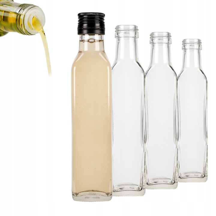 Adagolós Üvegkészlet, SuperButelki, Marasca, 250 ml, Ideális Olívaolajhoz, Tálaláshoz, Főzéshez, Kényelmes Öntés, Magasság 21.5 cm, Szélesség 4.5 cm, Többszínű, 5 Darab