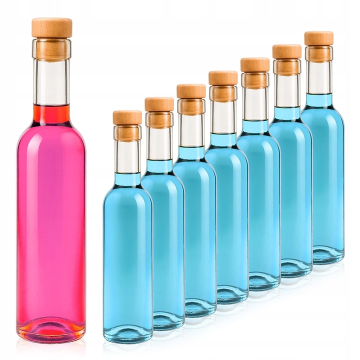 Set de Sticle, SuperButelki, Futura, 250 ml, Cu Dopuri Sintetice Tip Ciuperca, Ideale Pentru Vin, Lichioruri, Bauturi, Clasice si Elegante, Inaltime 21.5 cm, Latime 5.3 cm.21.5 x 5.3 cm, Transparenta, 20 Bucati