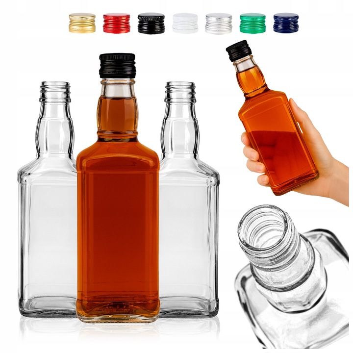 Комплект бутилки, SuperButelki, Daniels, 500 мл, с винтова капачка, идеални за вино, ликьори, напитки, класически и елегантни, класически дизайн, висококачествено стъкло. 22.4 x 6.5 см, многоцветни, 20 броя