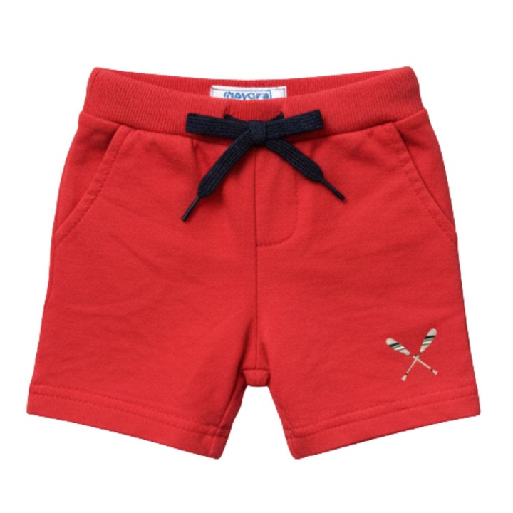 Pantaloni scurti copii Mayoral, cu snur, rosii, bumbac si poliester, 68 CM