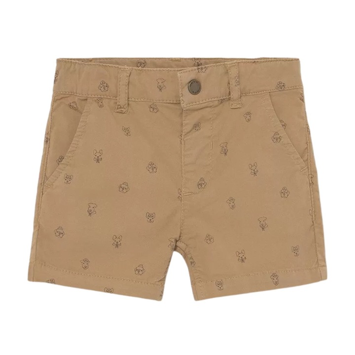 Pantaloni scurti copii Mayoral, bermude scurte, imprimeu, maro, bumbac, 68 CM