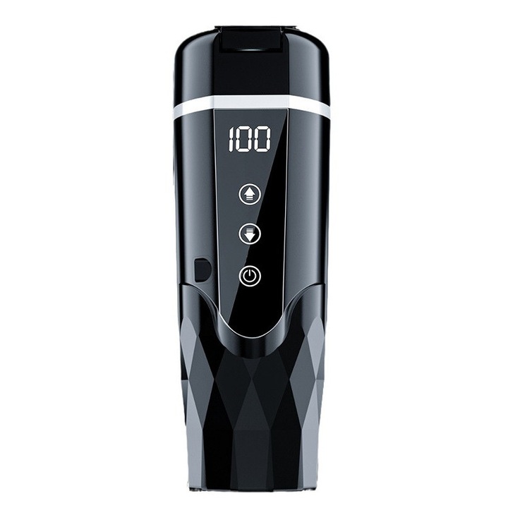 Cafetieră cu încărcător, 0.5L, negru cu finisaj argintiu, 21.5x6.5cm