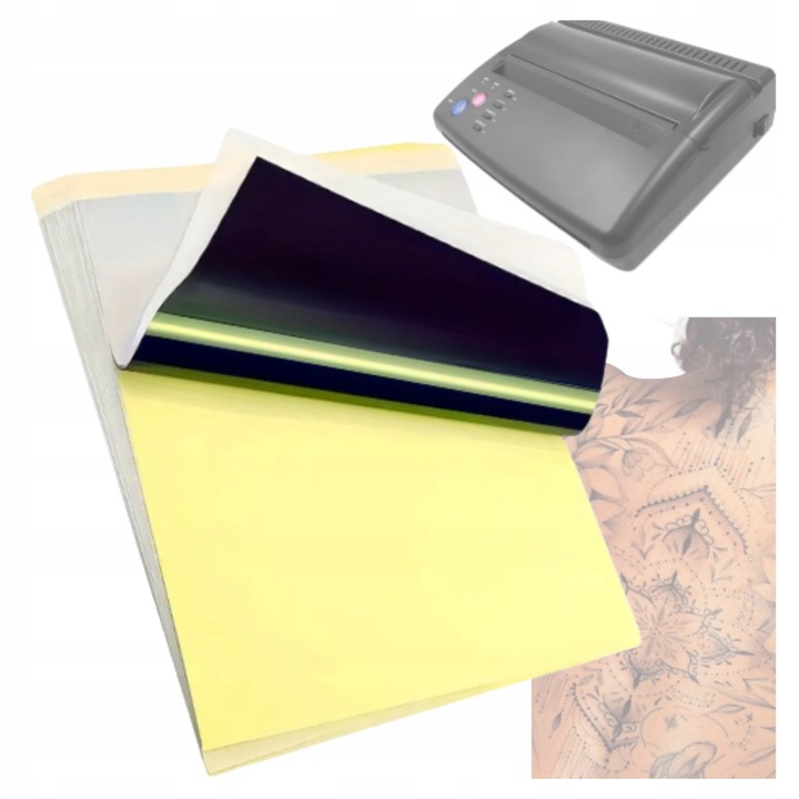 Hârtie termică tatuaje A4 set 20 foi, structură 4 straturi, ambalaj protejat, format A4