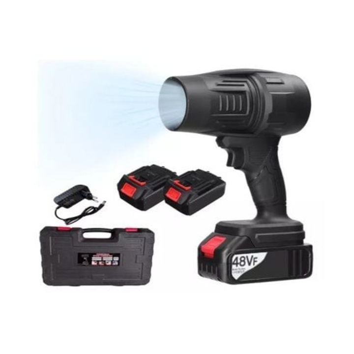 Suflanta Aer Portabila 48V, Multifunctionala – Uscator Masina, Curatare Gratar, Zapada, Praf Calculator, 2 Acumulatori