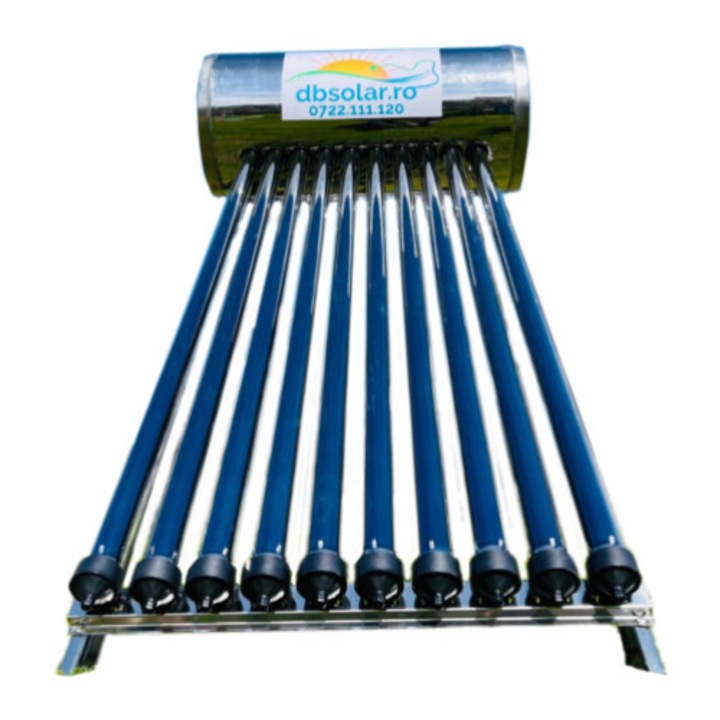 Panou Solar Presurizat dbsolar 100L Inox, 10 Tuburi Heat Pipe, Fara Intretinere, Montaj pe Acoperis sau Sol
