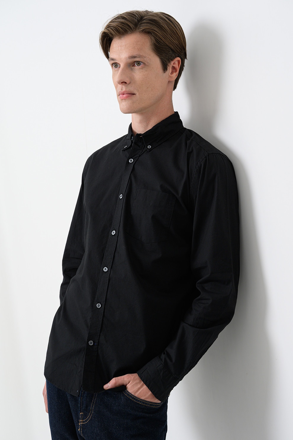 GAP, Camasa Oxford de bumbac, Negru, S