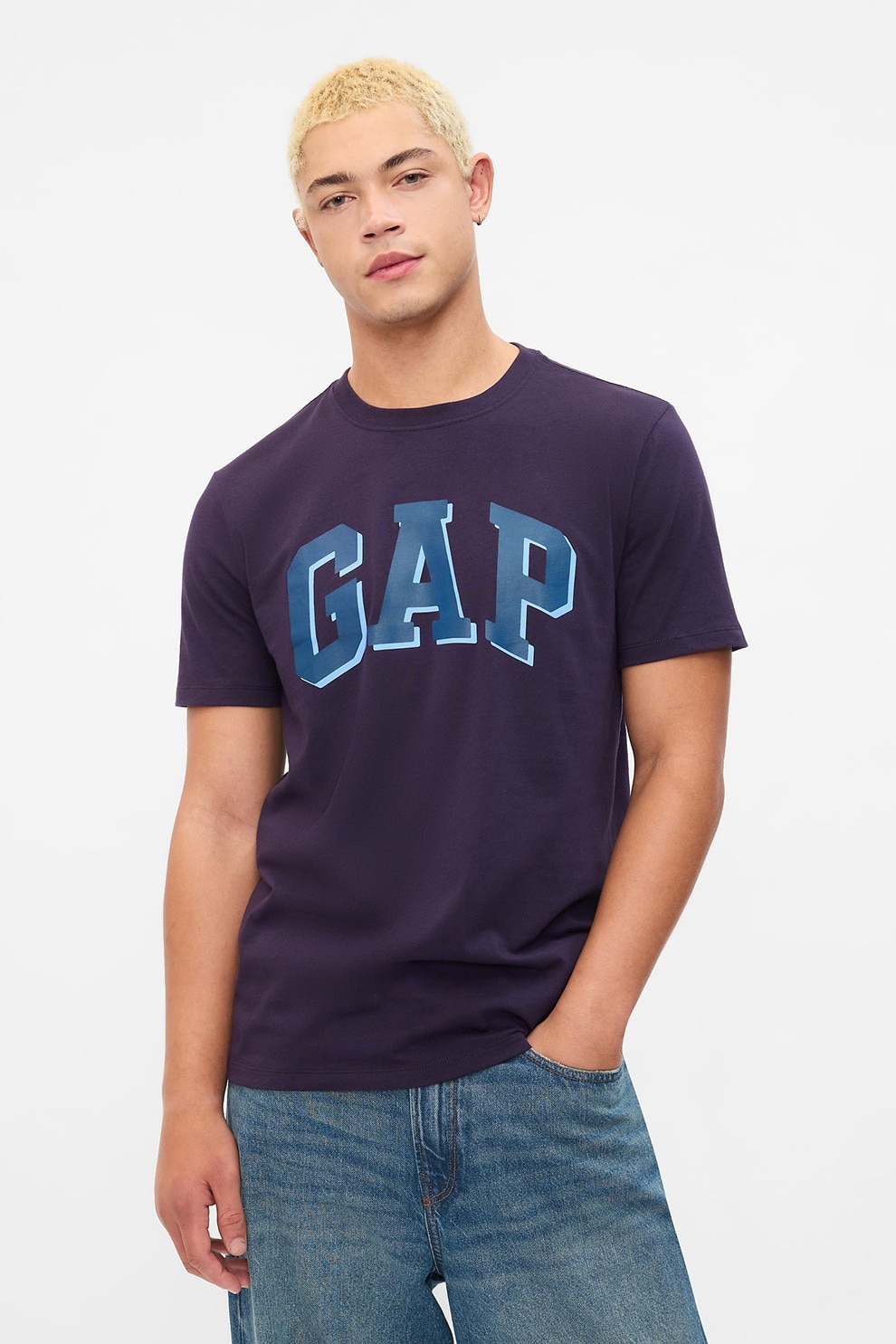 GAP, Tricou de bumbac cu imprimeu logo, Violet, S