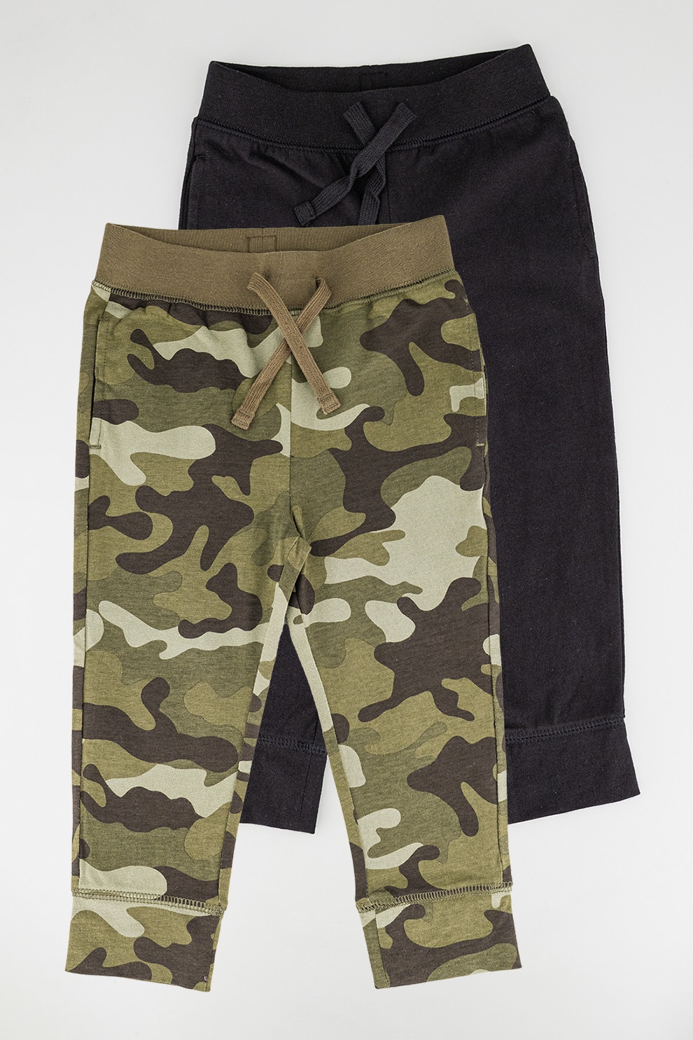GAP, Set de pantaloni de trening din bumbac organic - 2 perechi, Verde, Negru, 110 CM