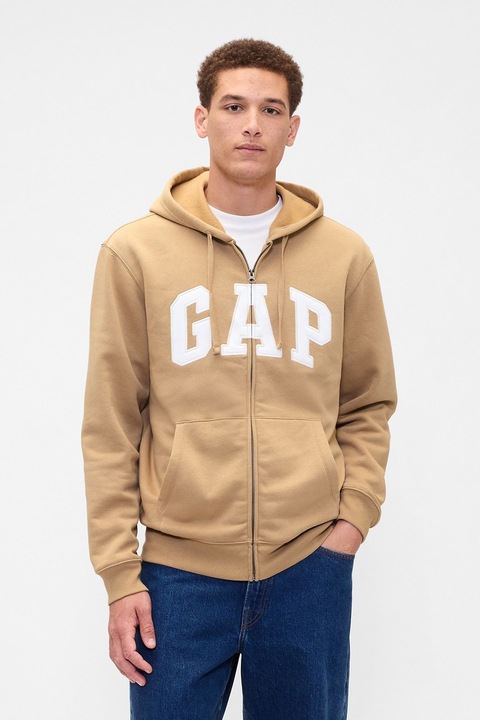 GAP, Худи с цип и лого, Бежов