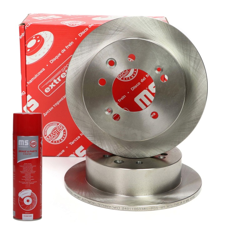 Féktárcsa készlet Master-Sport, hátsó, 10mm, 262x61mm, 5 lyuk, 168mm, 12.5mm, féktisztító spray-vel 912001500