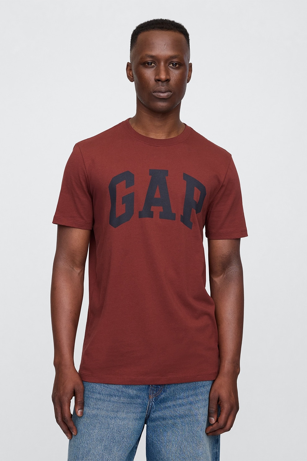 GAP, Tricou regular-fit cu logo, Negru, Rosu inchis, M