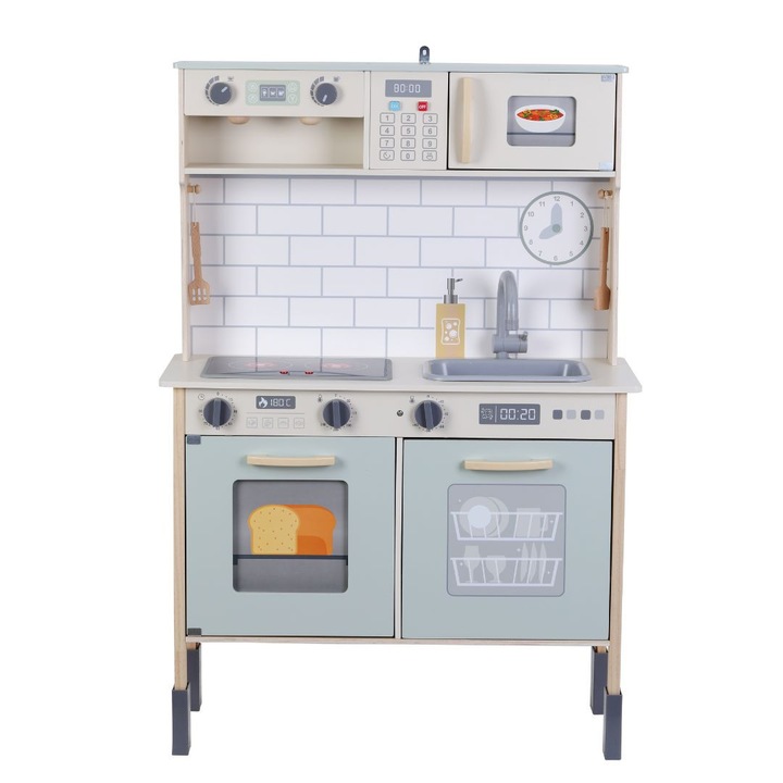Bucătărie de joacă din lemn pentru copii cu lumină și sunet