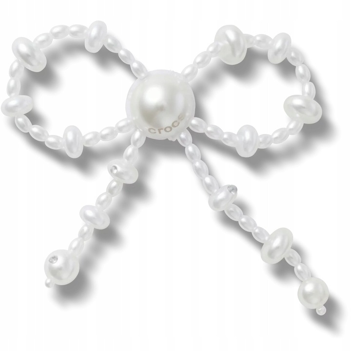 Crocs, Accesoriu incaltaminte Jibbitz, White Large Pearl Beaded Bow, Multicolor