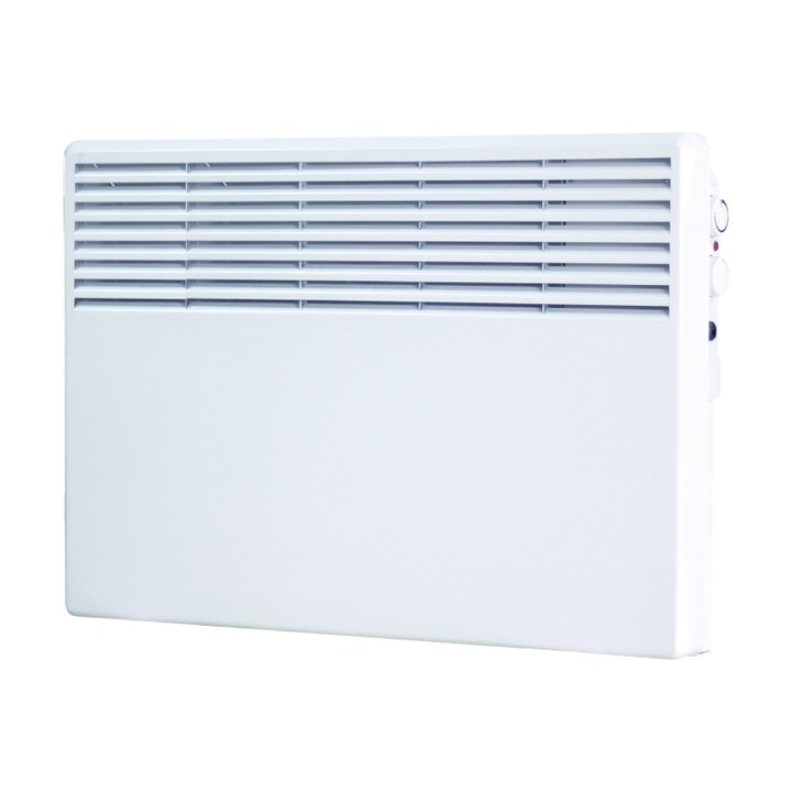 Convector electric maxim 1000/200W, reglaj 2 trepte, pentru suprafata maxim 15mp, protectie la supraincalzire, montaj pe perete sau independent, cablu alimentare 1.5m, alb, Mentavill