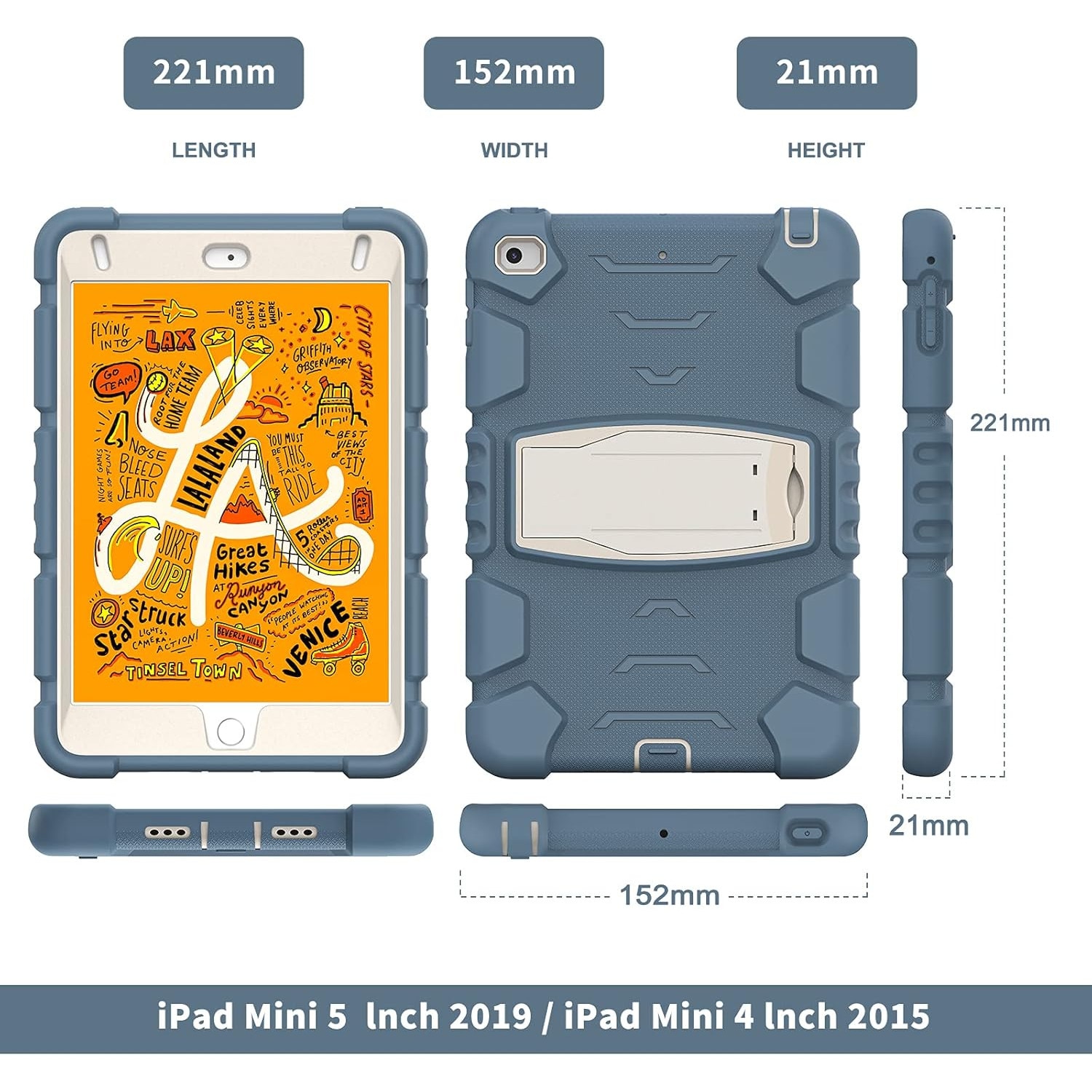 Husa Sigloo pentru iPad Mini 4/5 (2015/2019), 7.9" –Protectie Antisoc, Suport Reglabil, Gri