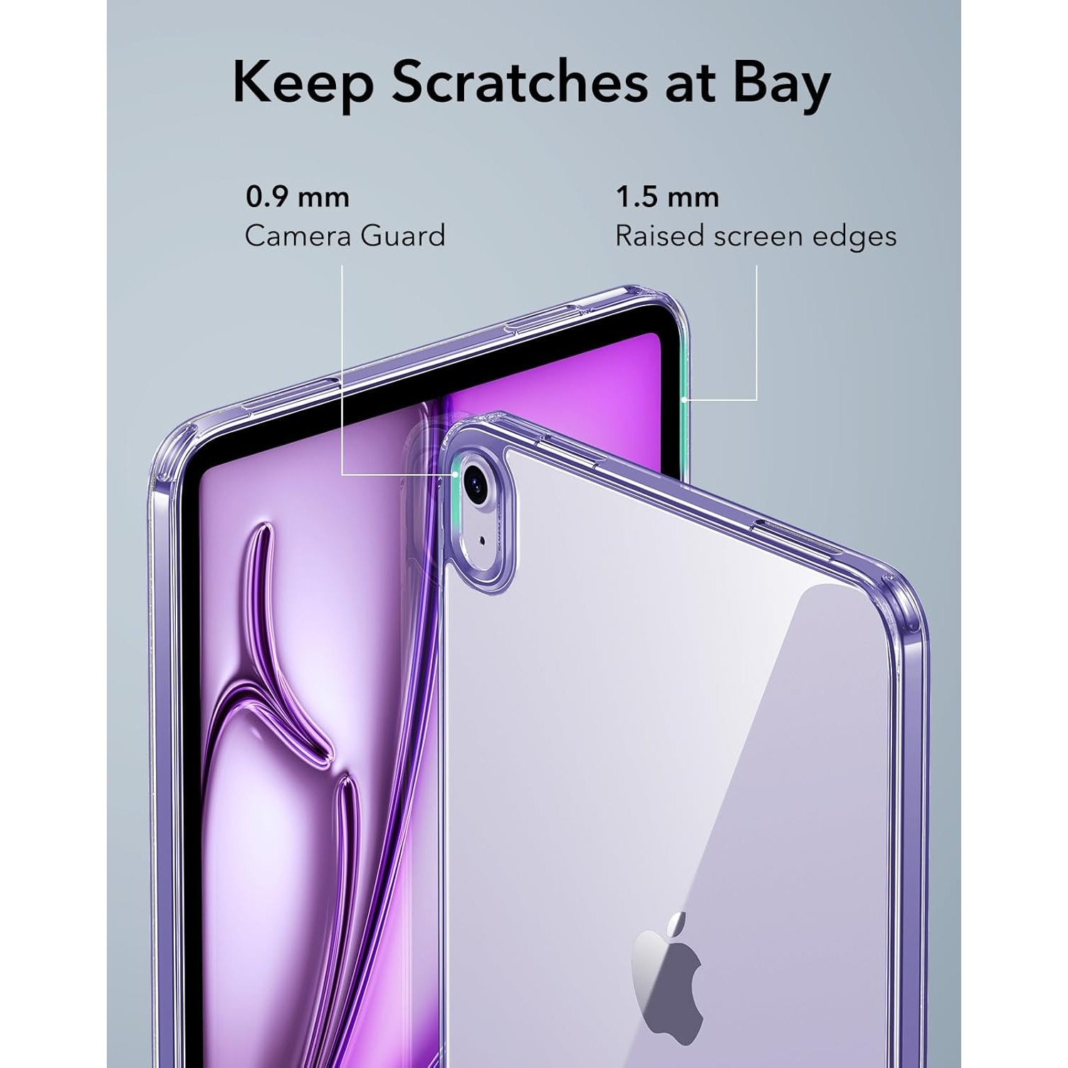 Husa ESR compatibila iPad Air 13 Inch (2025/2024), protectie Shock & Drop, suport magnetic/wireless charging Apple Pencil Pro, Pencil (USB-C), Clear Purple