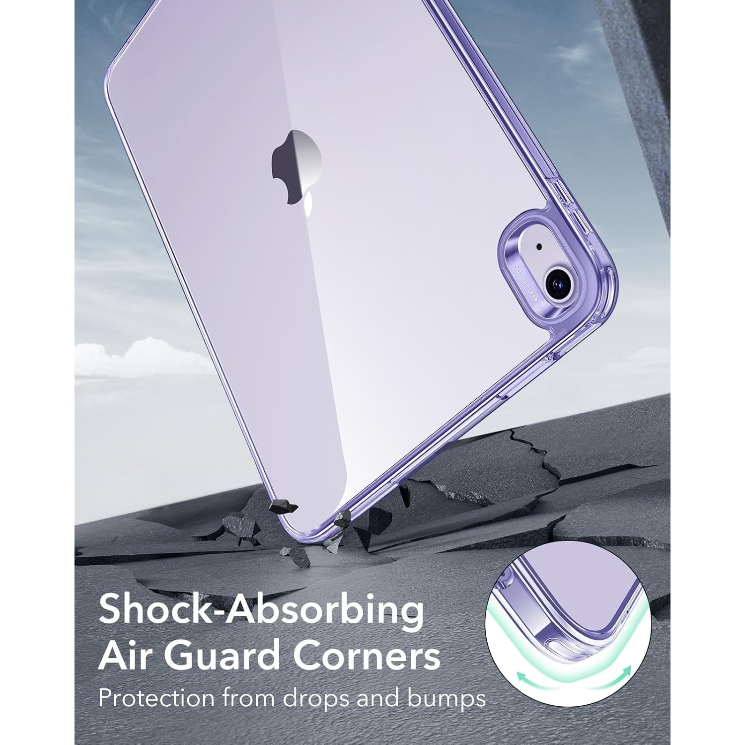 Husa ESR compatibila iPad Air 13 Inch (2025/2024), protectie Shock & Drop, suport magnetic/wireless charging Apple Pencil Pro, Pencil (USB-C), Clear Purple