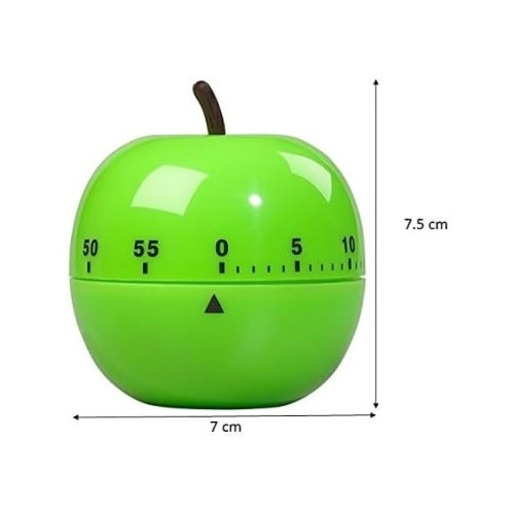 Timer mecanic in forma de mar, 60 minute, plastic fara BPA, verde