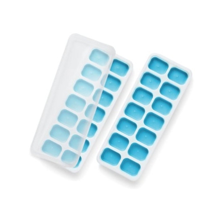 Jégkocka készítő forma, Beijiyi, rugalmas szilikon, kifolyásgátló fedél, kék
