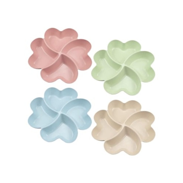 Set de 4 tavi servire multifunctionale cu compartimente antiderapante, 23x3cm