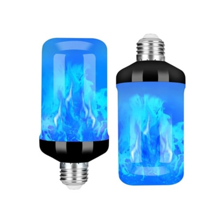 Bec LED cu efect de flacara, 4 moduri, E26, albastru