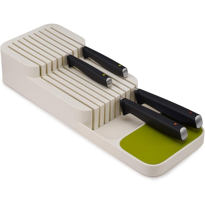 Suport sertar pentru cutite Macvi® organizator compact depozitare sigura material durabil design ergonomic stabilitate sporita economie de spatiu, alb