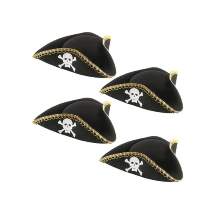 Palarie tricorna de pirat, costum colonial, accesorii de petrecere, neagra, m