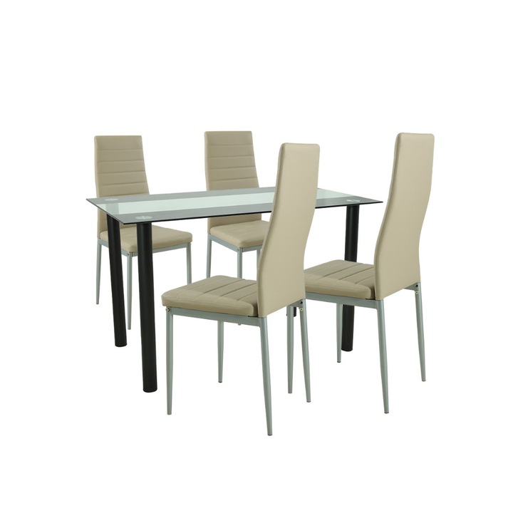Leziter Mezza 4+1 étkező garnitúra bézs-szürke