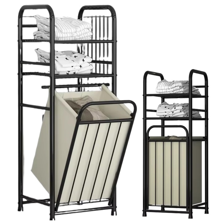 Cos de rufe cu rafturi, Homedesign, Metalic, 98, 5 x 37 x 35 cm, Negru