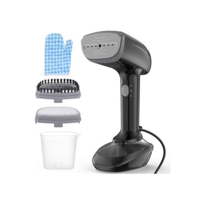 Fier de calcat cu abur 1800W, 2 in 1, ceramica, negru