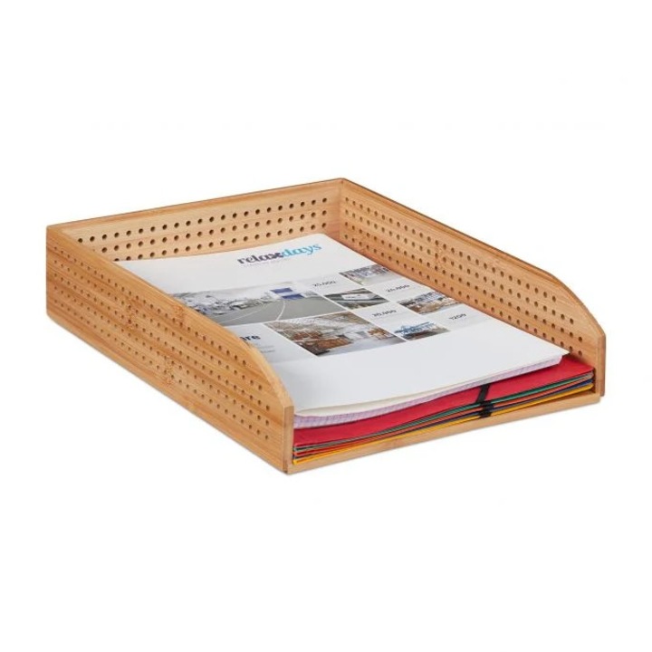 B2X bambusz levéltartó, 32,5x25,5x7,1cm, környezetbarát, A4-es dokumentumokhoz