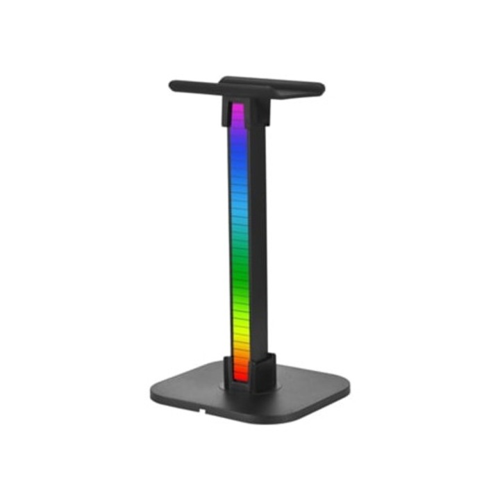Fejhallgató tartó RGB világítással, Fekete