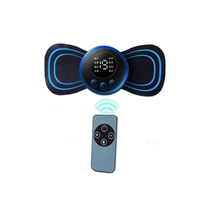 Aparat de masaj electric pentru gât cu telecomandă, stimulare musculară, negru