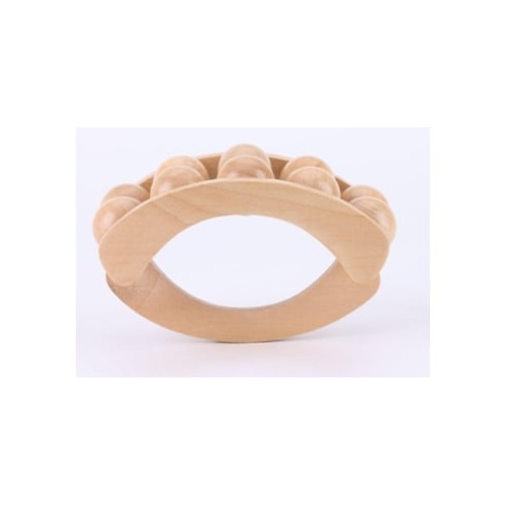 Rola de masaj din lemn, aparat de masaj pentru corp, Aquaforge, pentru spate, gat, picioare, 30x10cm