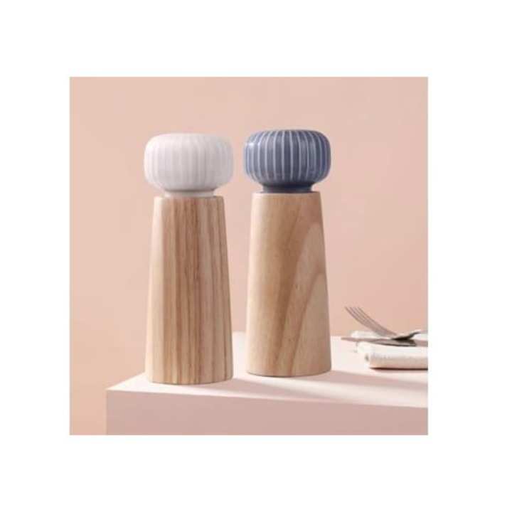 Rasnita de piper si condimente, 17.3 cm, lemn si ceramica, ajustare grosime