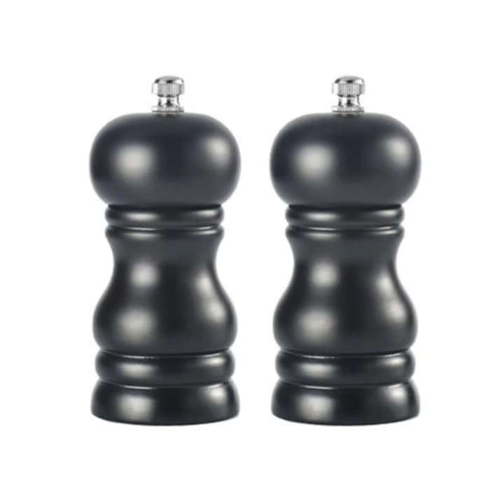 Rasnita manuala din lemn solid negru Aquaforge, set cu borcan pentru condimente