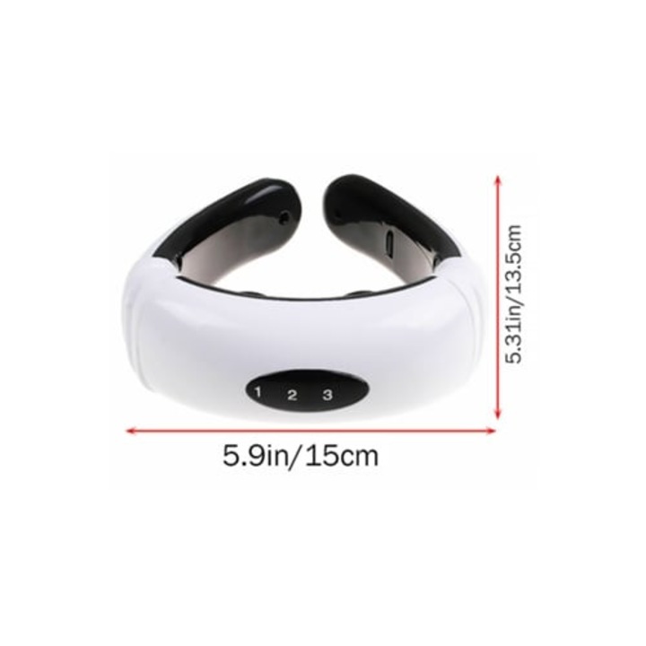 Aparat masaj electric cu impulsuri, model inel pentru gat, 6 moduri, Aquaforge