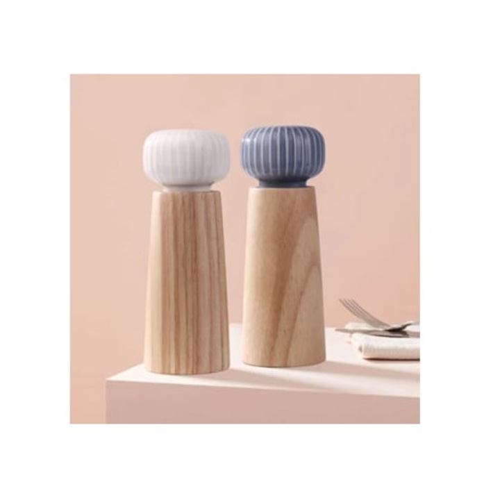 Rasnita de sare si piper din lemn si ceramica, set, Aquaforge