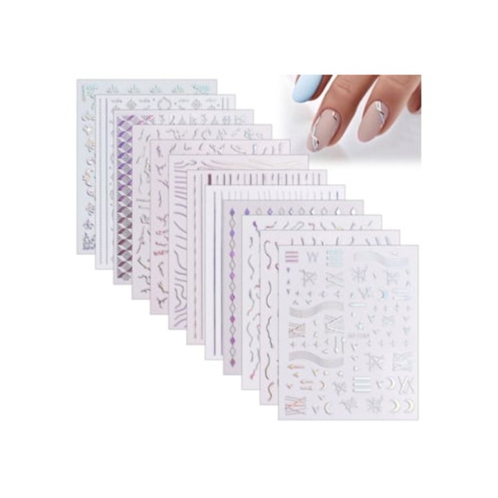 Oja autocolanta Manicure Magic, Aurora Shiny, set pentru arta unghii