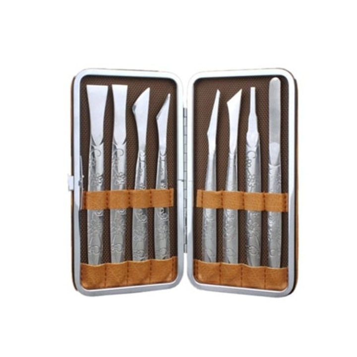 Trusa manichiura si pedichiura, instrumente pentru unghii incarnate, otel inoxidabil, design ergonomic