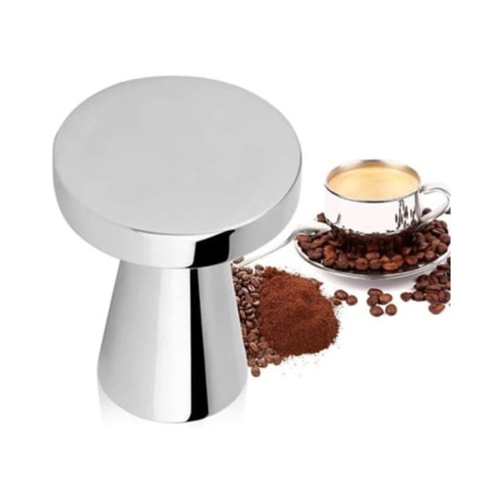 Tamper espresso din otel inoxidabil 40mm, baza plata, reutilizabil