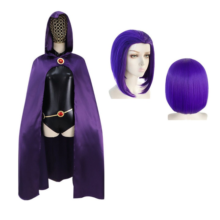 Costum de Cosplay Raven Teen Titans, set de trei piese, S