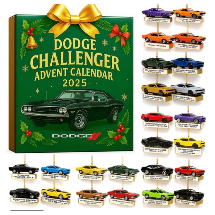 Адвент календар, коледна украса, кола Dodge Challenge, 26x18x3cm
