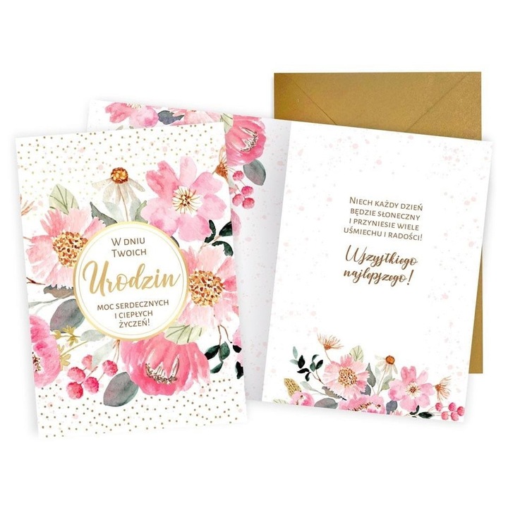 Felicitare KUKARTKA, set, B6, 16.6x11.7cm, interior colorat, decoratiuni metalice si perlate